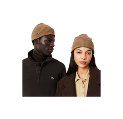 Berretto in lana spazzolata a costine Marrone RB0001 DPC